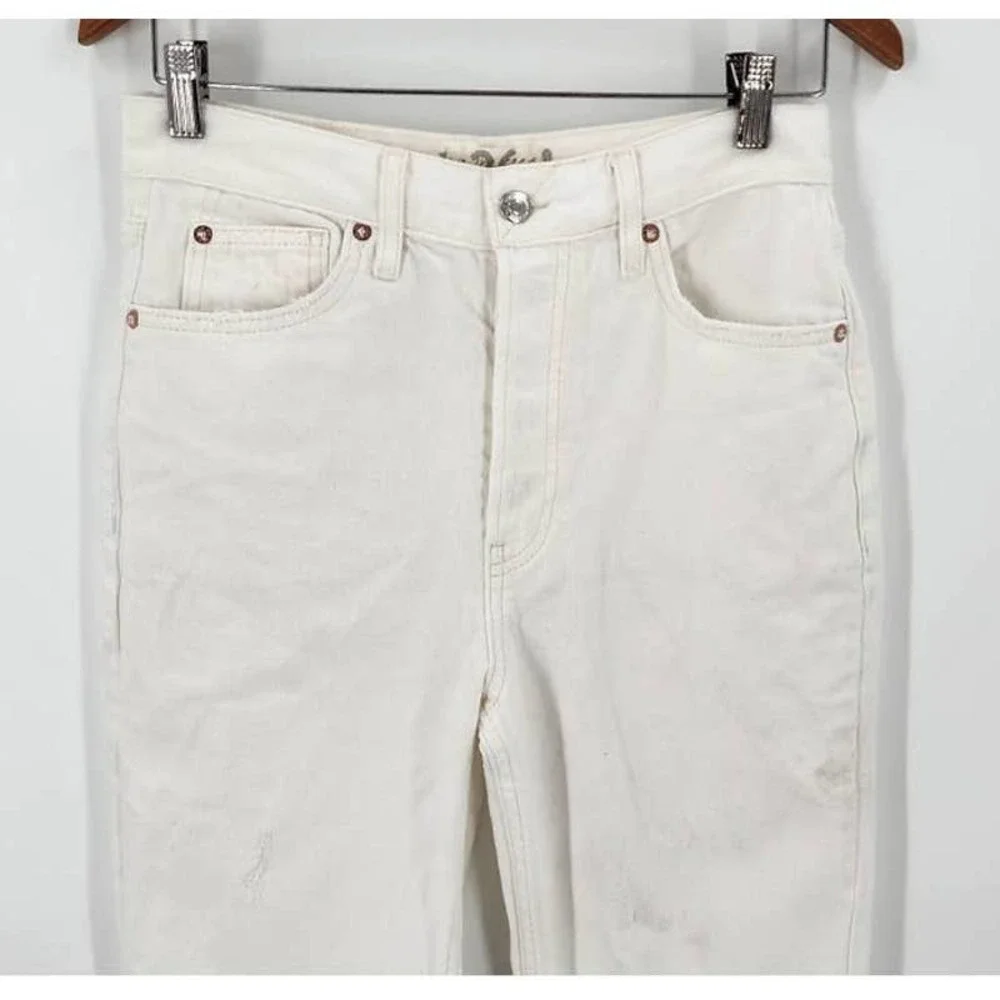 Free People The Lasso Jeans Button Fly White‎ Denim Size 26